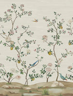 Blossom Chinoiserie Mural | Silver Metallic