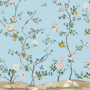 chinoiserie mural in blue