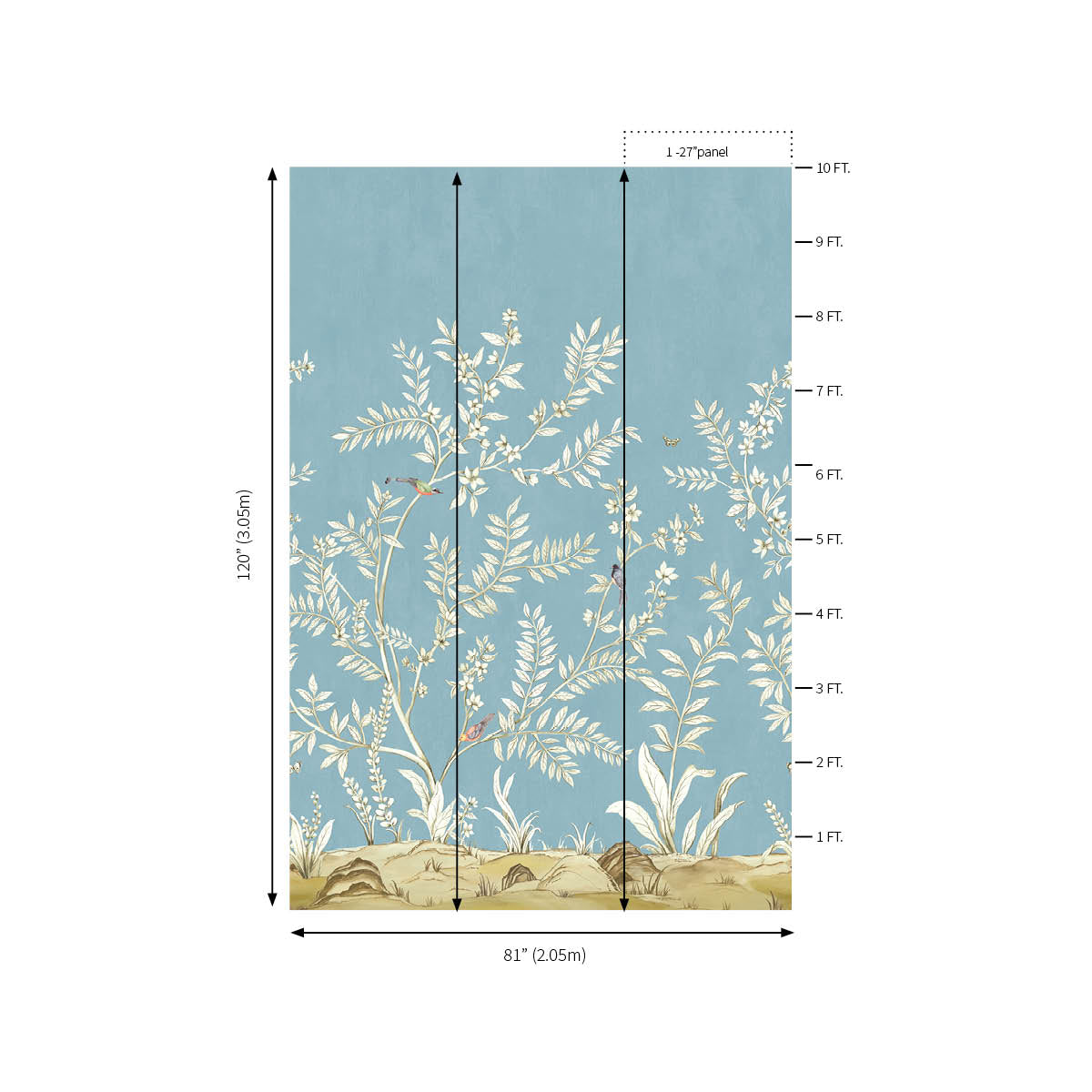 Vining Beauty Mural | Century Blue