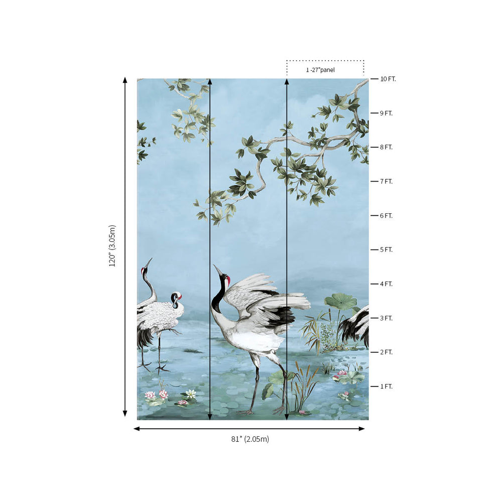 Crane Mural | Slate Blue