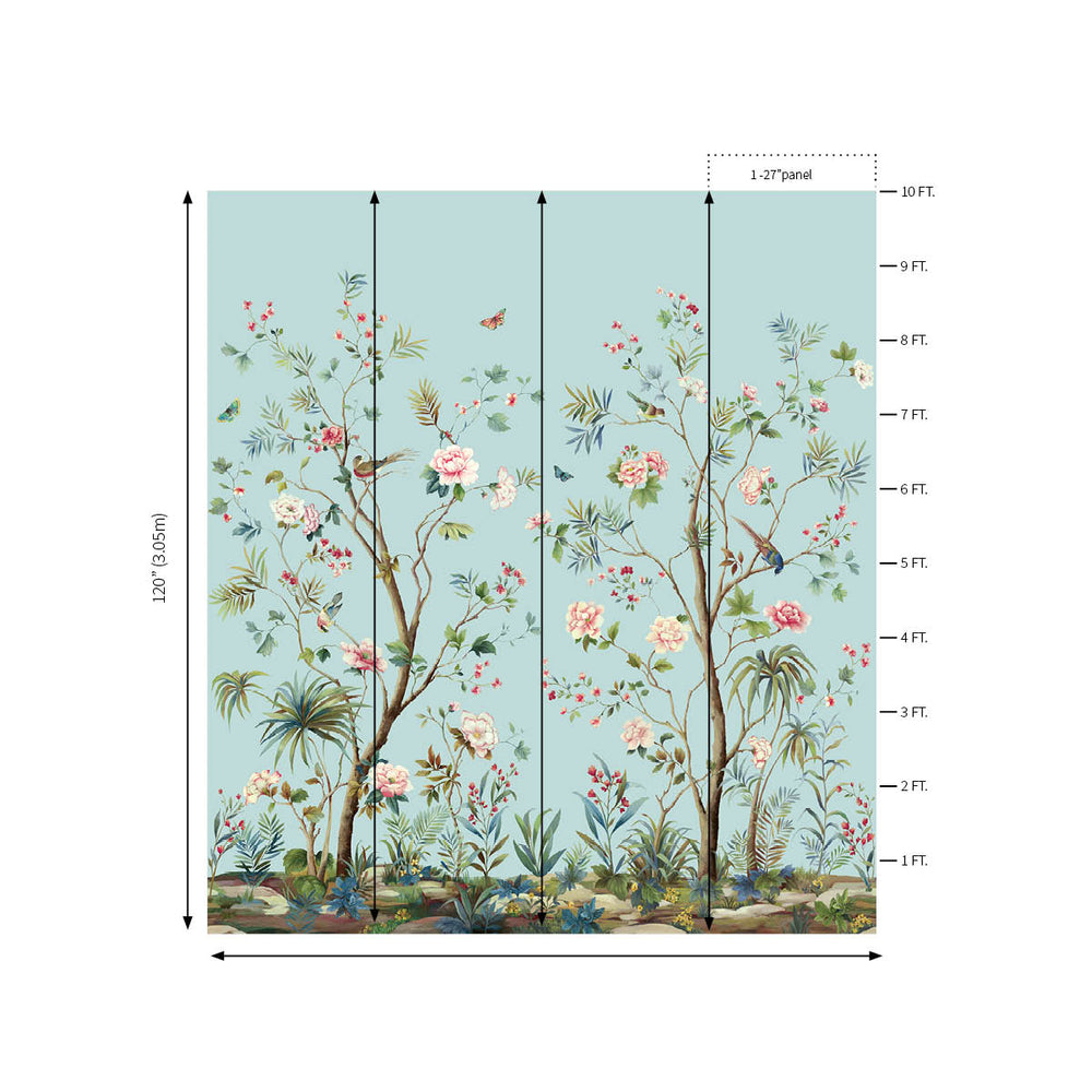 Charleston Garden Mural | Sky Blue