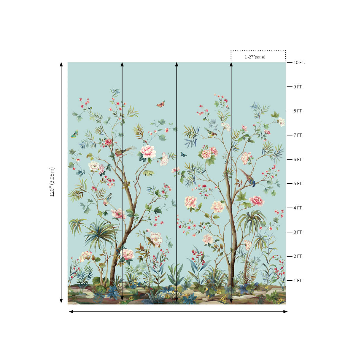 Charleston Garden Mural | Sky Blue