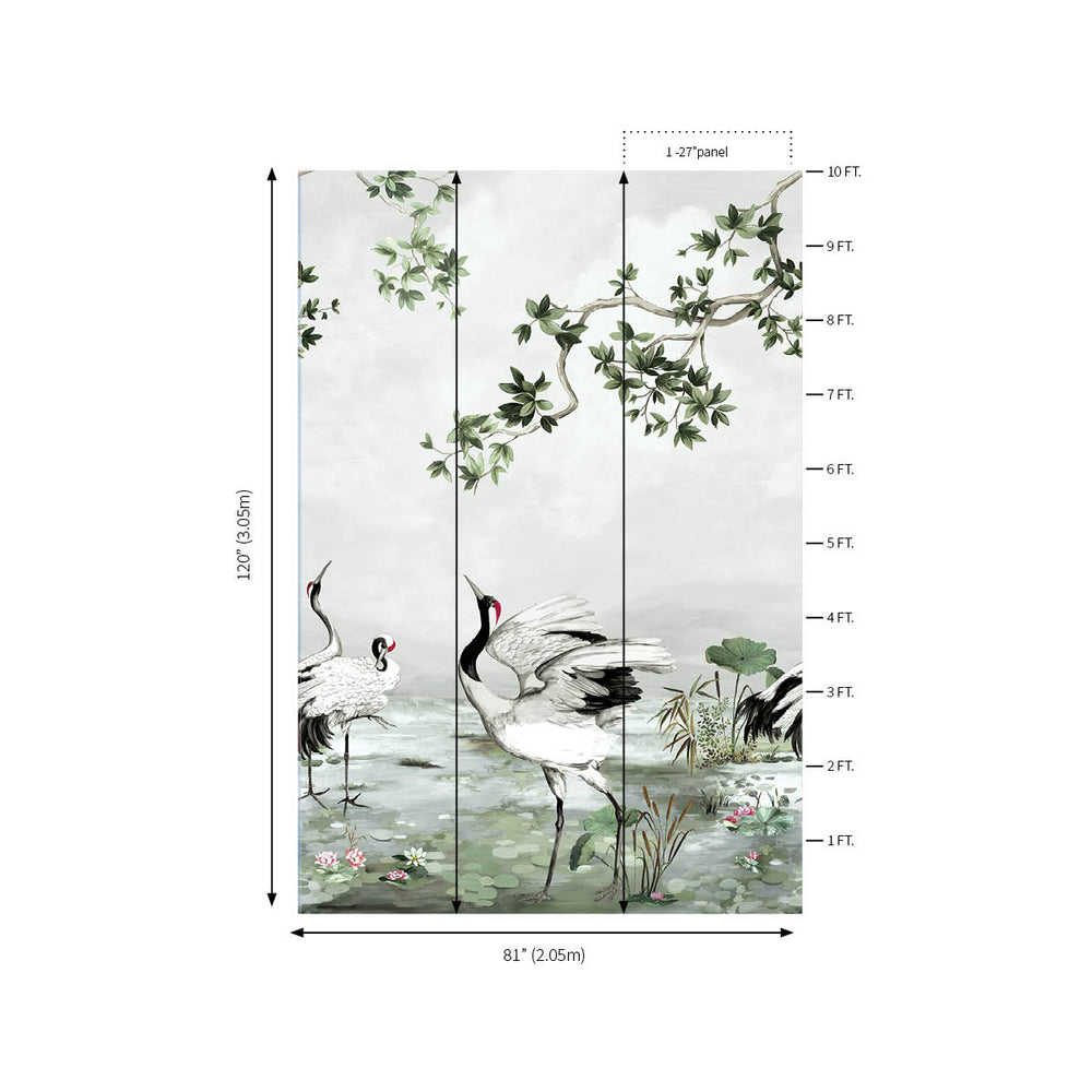 Crane Mural | Meadow Gray