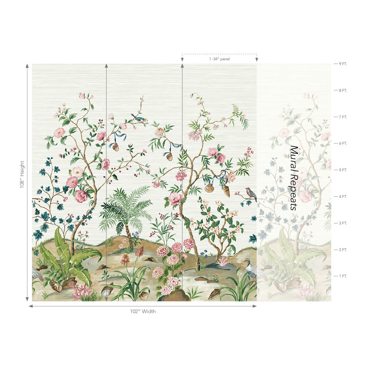 Botanica Natural Mural - Silver