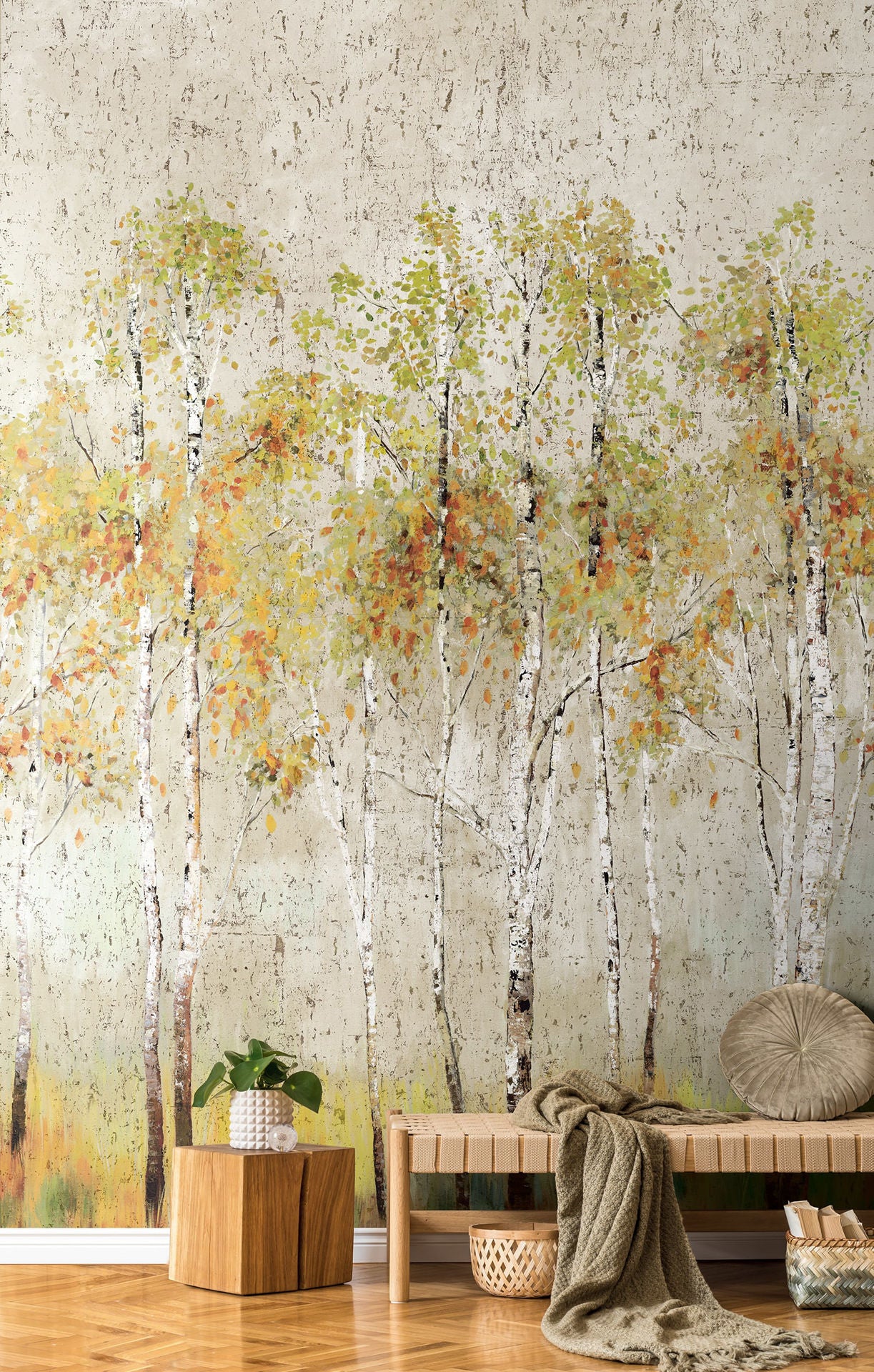 Aspen Tree Mural | Bone / Cork