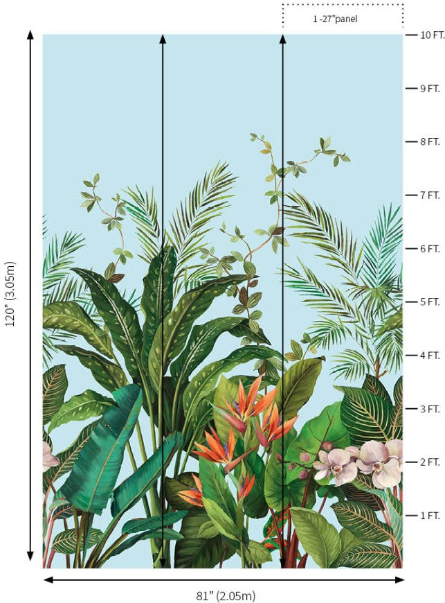 Bird Of Paradise Mural | Azure Blue