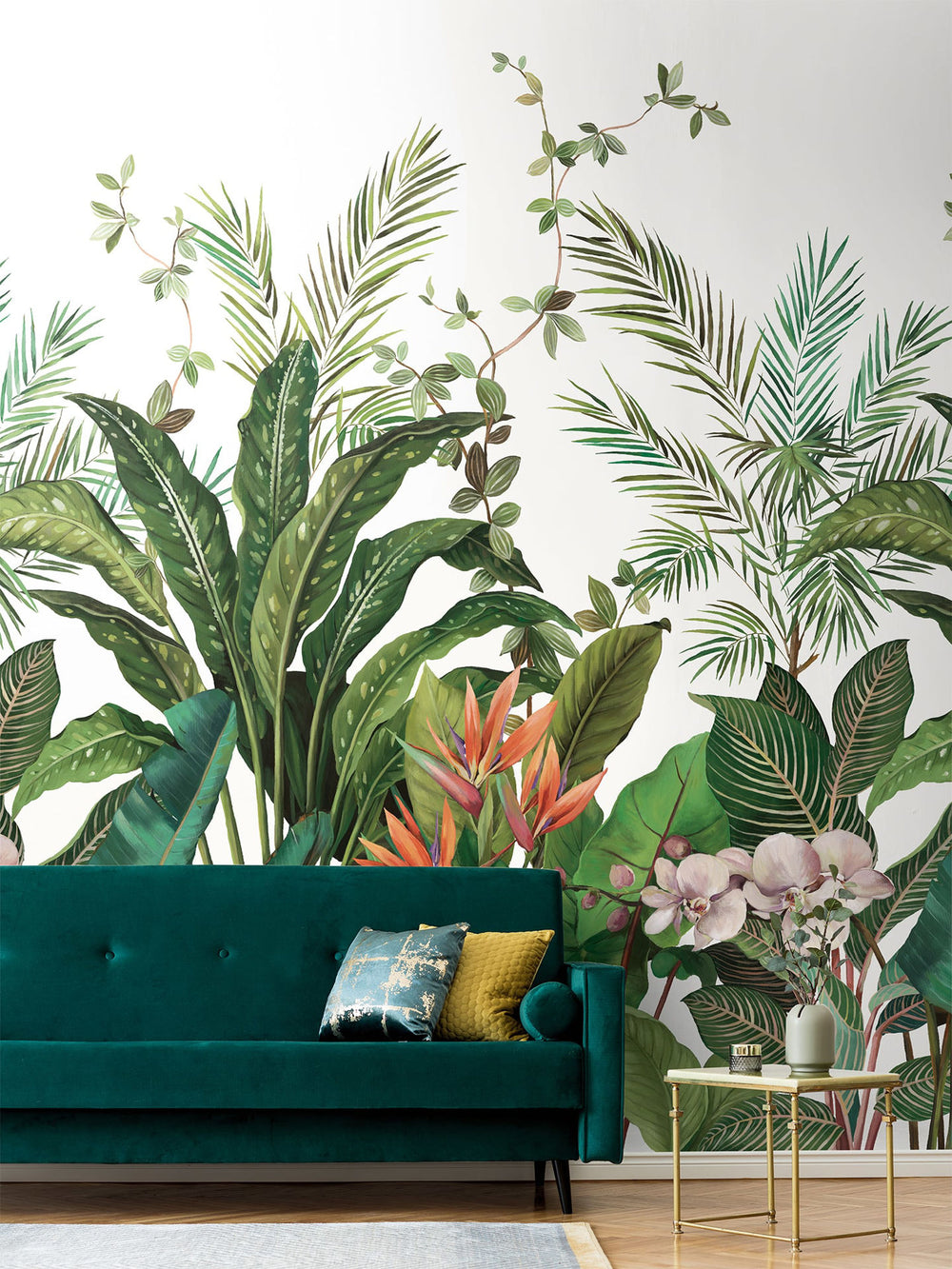 Bird Of Paradise Mural | White