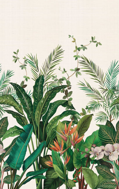 Bird Of Paradise Mural | Natural Grasscloth
