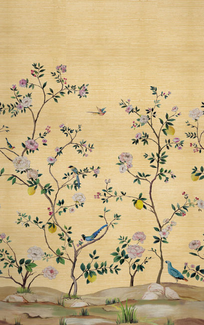 Blossom Chinoiserie Mural | Gold Metallic
