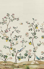 Blossom Chinoiserie Mural | Silver Metallic