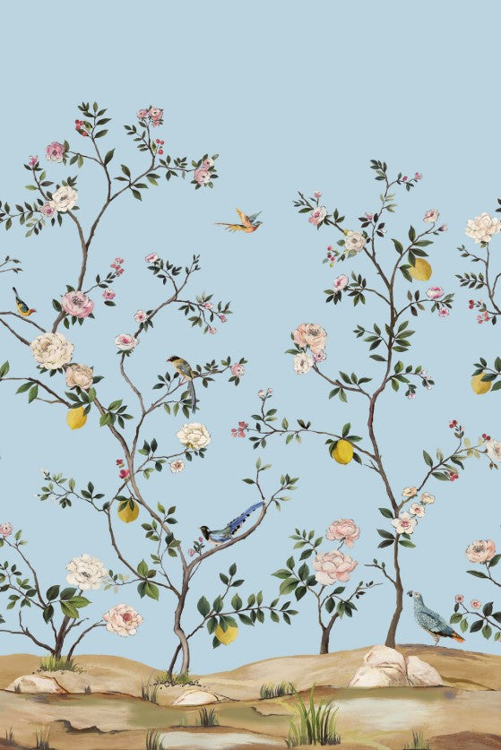 Blossom Chinoiserie Mural | Sky Blue