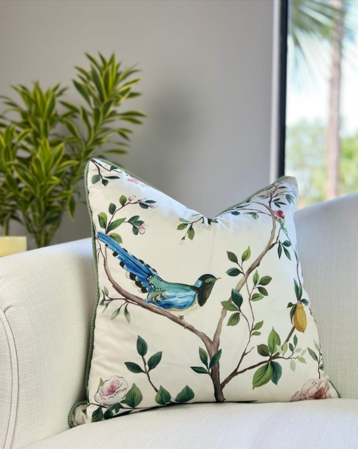 Blossom Chinoiserie Pillow | Oyster