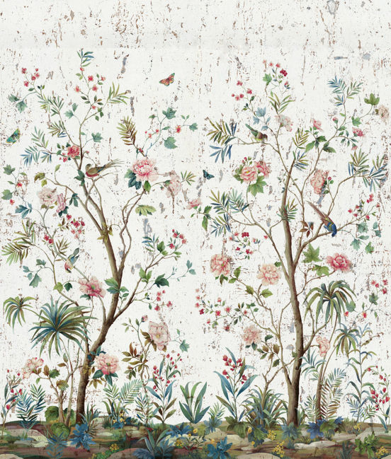 Charleston Garden Mural | Salt White / Cork