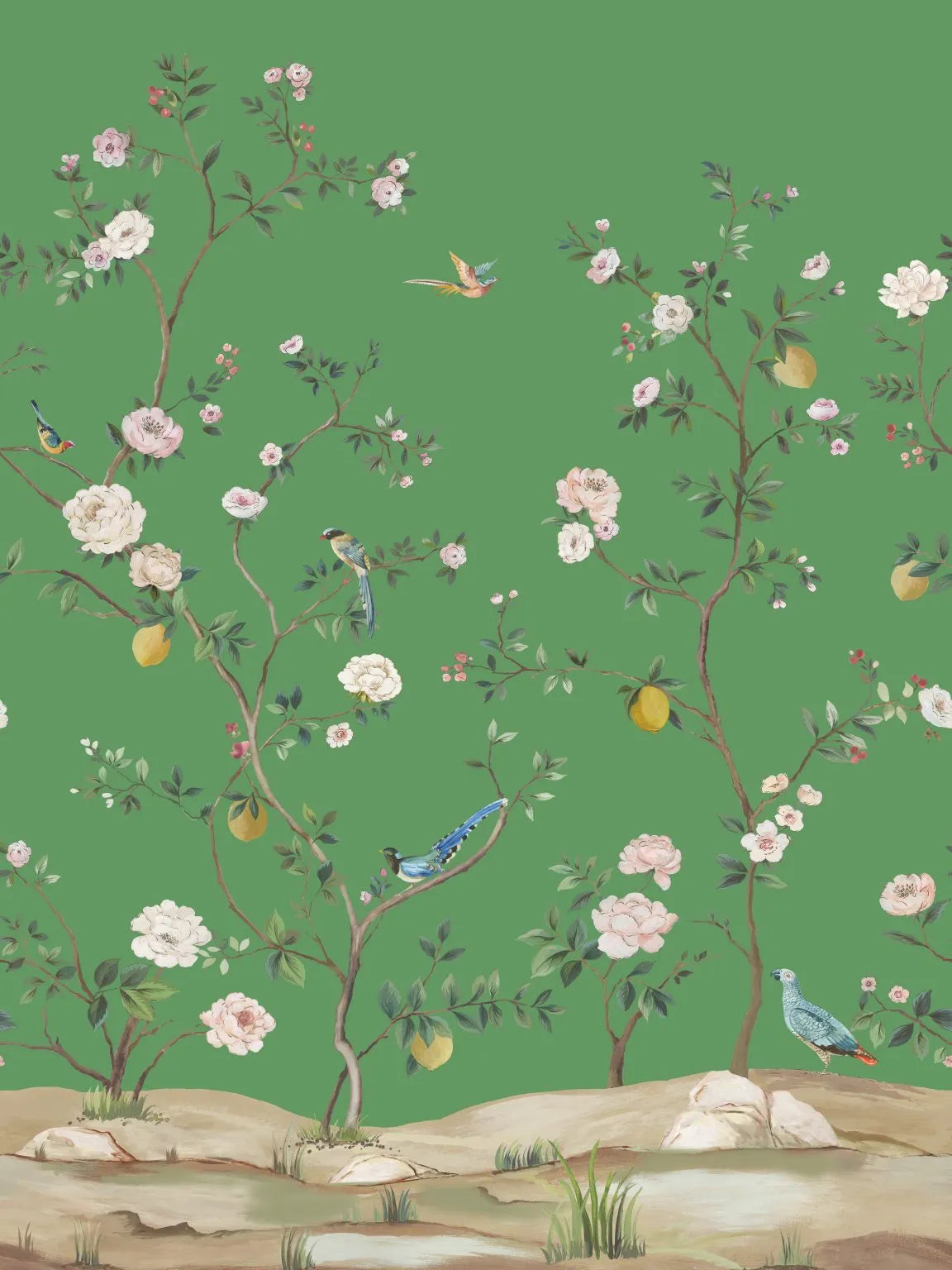 Blossom Chinoiserie Mural | Emerald Green