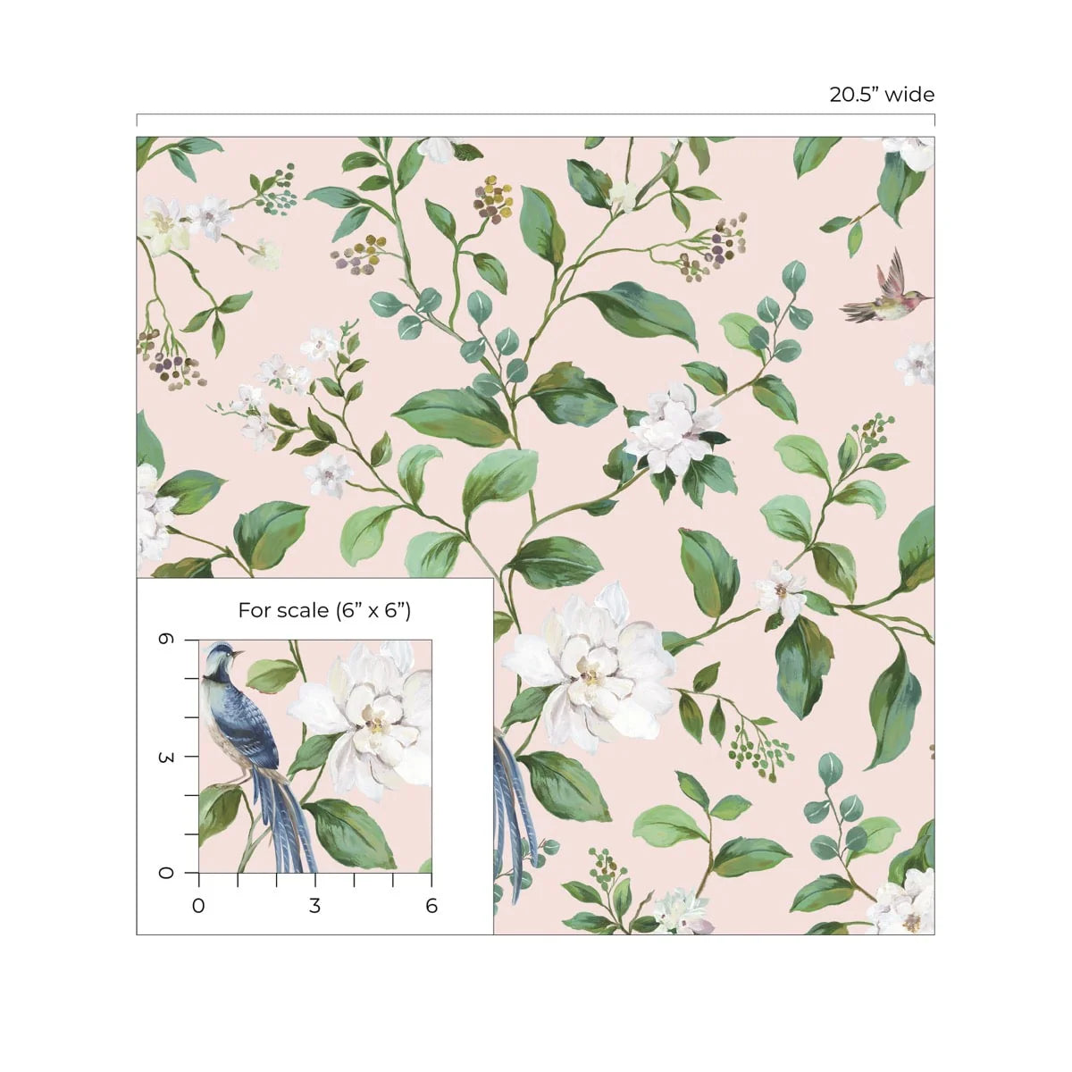 Chinoiserie Bird Vine | Blush