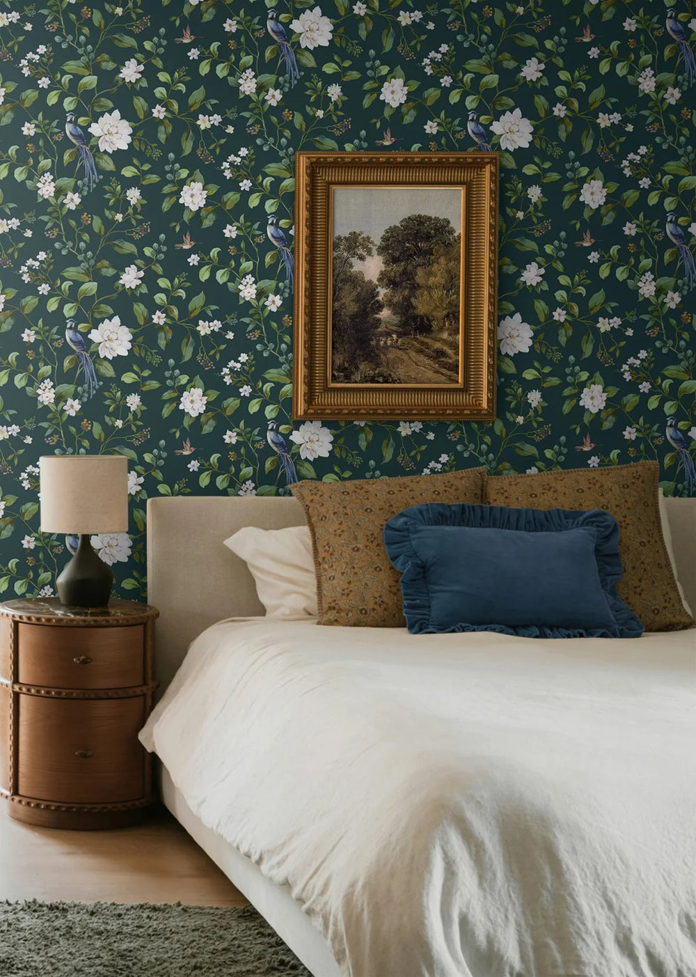 Chinoiserie Bird Vine | Midnight Teal