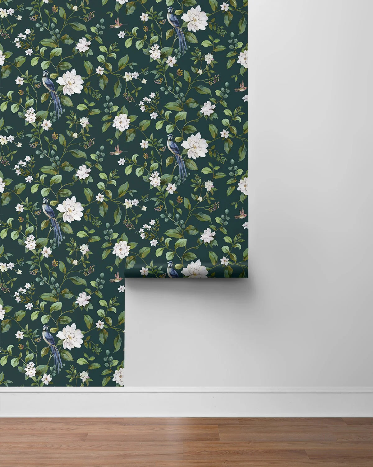 Chinoiserie Bird Vine | Midnight Teal