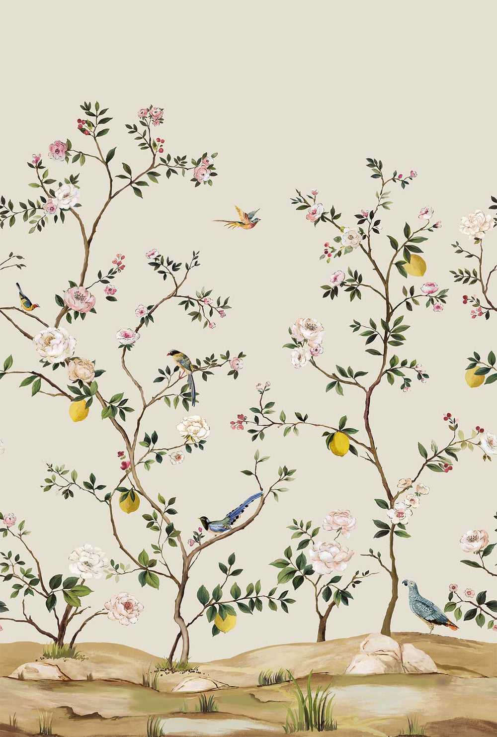 Blossom Chinoiserie Mural | Natural Taupe