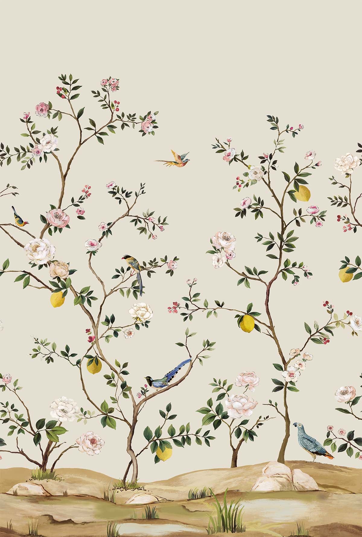 Blossom Chinoiserie Mural | Natural Taupe