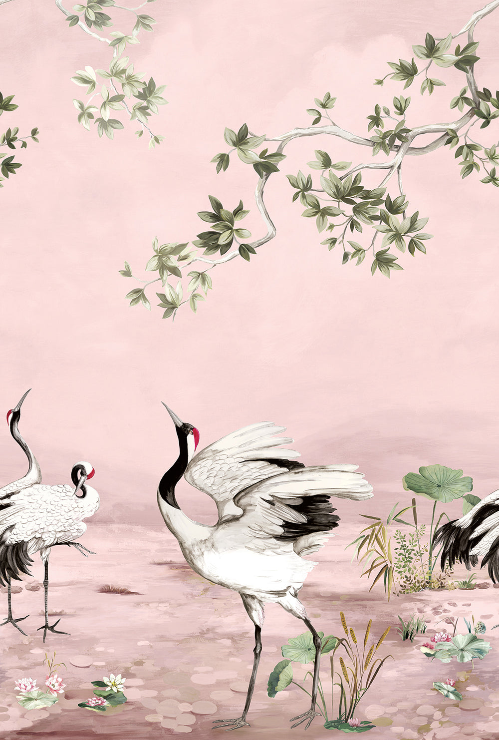 Crane Mural | Blushing Pink