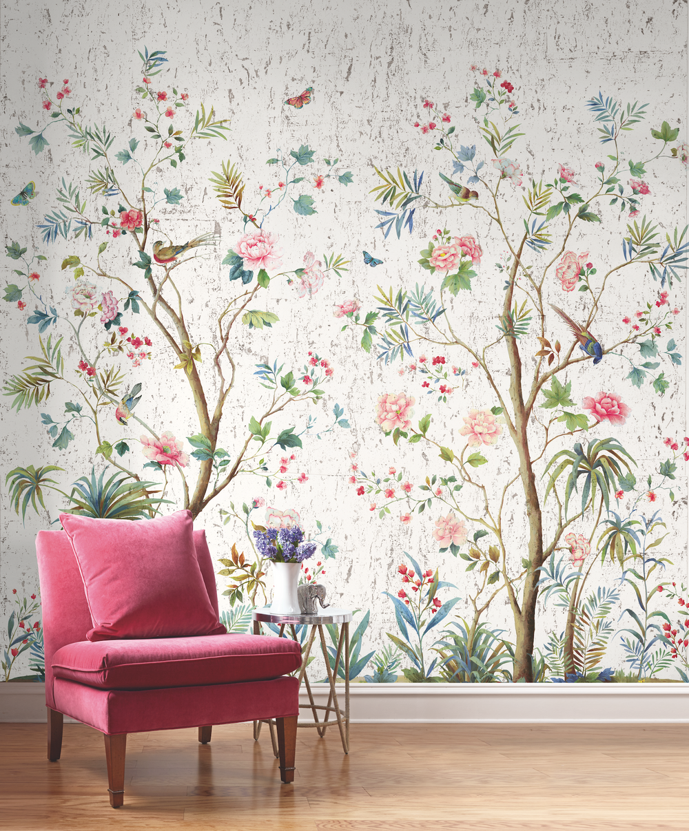 Charleston Garden Mural | Salt White / Cork